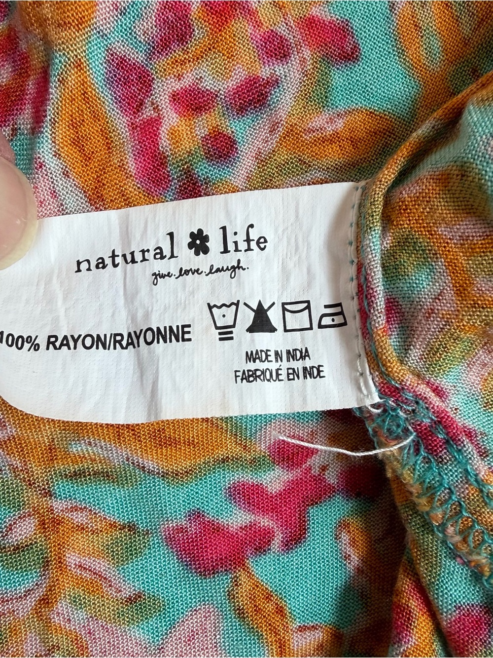 NATURAL LIFE Maxi Dress Patti Side Slit Floral Medium Boho Turquoise Orange Pink - Picture 11 of 12